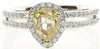 1.37CT WHITE & FANCY YELLOW DIAMOND 18KT 2 TONE GOLD PEAR SHAPE ENGAGEMENT RING