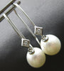 LARGE .06CT DIAMOND & AAA SOUTH SEA PEARL 14KT WHITE GOLD FUN HANGING EARRINGS