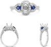 .69CT DIAMOND & AAA SAPPHIRE 14KT WHITE GOLD ROUND & PEAR SHAPE ENGAGEMENT RING