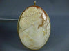 ANTIQUE EXTRA LARGE 14KT YELLOW GOLD HANDCRAFTED FILIGREE LADY CAMEO PIN PENDANT