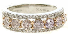 1.73CT WHITE & PINK DIAMOND 18K WHITE & ROSE GOLD SEMI ETERNITY ANNIVERSARY RING