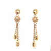 ESTATE .05CT DIAMOND 18K WHITE & ROSE GOLD 3D FLOWER CHANDELIER HANGING EARRINGS