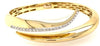 LARGE .38CT DIAMOND 18KT YELLOW GOLD 3D CRISS CROSS SNAKE CUFF BANGLE BRACELET