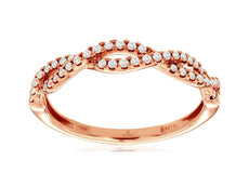 ESTATE .20CT DIAMOND 14KT ROSE GOLD CLASSIC ROUND CRISS CROSS INFINITY LOVE RING