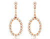.98CT DIAMOND 14KT ROSE GOLD ROUND MULTI LEAF OVAL CHANDELIER HANGING EARRINGS
