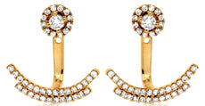ESTATE .58CT DIAMOND 14KT YELLOW GOLD 3D FLOWER ANCHOR FUN HANGING EARRINGS
