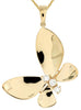 ESTATE .17CT DIAMOND 14KT YELLOW GOLD 3D 3 STONE BUTTERFLY LOVE FLOATING PENDANT