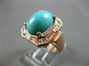LARGE .80CT DIAMOND & AAA TURQUOISE 14KT ROSE GOLD 3D OVAL & BAGUETTE FUN RING