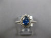 ESTATE .74CT DIAMOND & AAA SAPPHIRE 14K WHITE GOLD OVAL & ROUND FLOWER LOVE RING