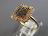 .44CT WHITE & BLACK DIAMOND 14KT ROSE GOLD CLUSTER SQUARE HALO OCTAGON FUN RING