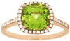 2.18CT DIAMOND & AAA PERIDOT 14KT ROSE GOLD 3D CUSHION HALO FRIENDSHIP LOVE RING