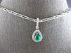 .92CT DIAMOND & AAA EMERALD 14K WHITE GOLD 3D PEAR SHAPE & ROUND CLASSIC PENDANT