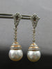 ESTATE LARGE .90CT DIAMOND & AAA SOUTH SEA PEARL 18K WHITE & ROSE GOLD HANGING EARRINGS