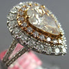 LARGE GIA 2.25CT WHITE & PINK DIAMOND 18K WHITE & ROSE GOLD HALO ENGAGEMENT RING