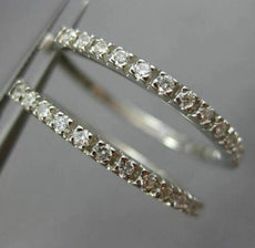 0.85CT ROUND DIAMOND 14KT WHITE GOLD 3D CLASSIC 2mm HOOP HANGING EARRINGS #25885