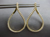 ESTATE 1.25CT DIAMOND 14K YELLOW GOLD 3D TEAR DROP SIDEWAY HOOP HANGING EARRINGS