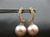 LARGE .48CT DIAMOND & AAA PINK SOUTH SEA PEARL 18KT ROSE GOLD HANGING EARRINGS