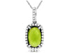 1.91CT DIAMOND & AAA PERIDOT 14KT WHITE GOLD 3D CUSHION & ROUND FLOATING PENDANT