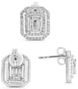 .97CT DIAMOND 14KT WHITE GOLD 3D ROUND & BAGUETTE INVISIBLE DOUBLE HALO EARRINGS