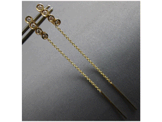 ESTATE .20CT DIAMOND 14KT YELLOW GOLD 4 STONE BEZEL CHANDELIER HANGING EARRINGS