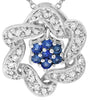 .33CT DIAMOND & AAA SAPPHIRE 18KT WHITE GOLD 3D STAR OF DAVID FLOATING PENDANT