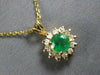 .65CT DIAMOND & AAA EMERALD 14K YELLOW GOLD ROUND FLOWER FLOATING PENDANT #27565