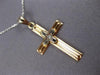 ANTIQUE .02CT OLD MINE DIAMOND 14KT 2 TONE GOLD 3D CROSS FLOATING PENDANT #27383