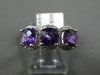 1.57CT DIAMOND & AAA AMETHYST 14KT WHITE GOLD CUSHION & ROUND 3 STONE HALO RING