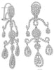LARGE 7.02CT DIAMOND 18KT WHITE GOLD 3D MULTI FLOWER TEAR DROP CLIP ON EARRINGS