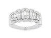 .98CT DIAMOND 14K WHITE GOLD 3D ROUND & BAGUETTE CLUSTER SQUARE ANNIVERSARY RING