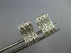 WIDE .50CT DIAMOND 14KT WHITE GOLD 3D 3 ROW SQUARE FUN HUGGIE HANGING EARRINGS