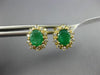 ESTATE 1.50CT DIAMOND & AAA EMERALD 14K YELLOW GOLD 3D OVAL FLOWER STUD EARRINGS