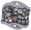 ESTATE LARGE 5.65CT WHITE & MULTI COLOR DIAMOND 18KT WHITE GOLD ANNIVERSARY RING