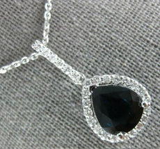 3.53CT DIAMOND & AAA SAPPHIRE 14KT WHITE GOLD PEAR SHAPE HALO TEAR DROP PENDANT