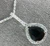 3.53CT DIAMOND & AAA SAPPHIRE 14KT WHITE GOLD PEAR SHAPE HALO TEAR DROP PENDANT