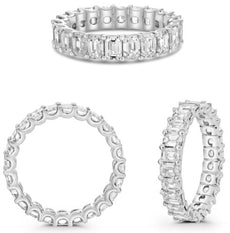3.66CT DIAMOND PLATINUM 3D EMERALD CUT ETERNITY WEDDING BAND ANNIVERSARY RING