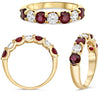 1.71CT DIAMOND & AAA RUBY 14KT YELLOW GOLD 3D ROUND CLASSIC 7 STONE LUCIDA RING