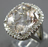 EXTRA LARGE 15.51CT DIAMOND & AAA MORGANITE 14KT WHITE GOLD CUSHION & ROUND RING