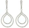 ESTATE 1.32CT DIAMOND 14KT WHITE GOLD 3D DOUBLE TEAR DROP FUN HANGING EARRINGS