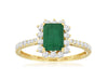 1.48CT DIAMOND & AAA EMERALD 14KT YELLOW GOLD ROUND & BAGUETTE FRIENDSHIP RING