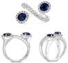 2.46CT DIAMOND & AAA SAPPHIRE 18KT WHITE GOLD OVAL & ROUND CRISS CROSS FUN RING