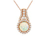 .65CT DIAMOND & AAA OPAL 14K ROSE GOLD ROUND HALO TEAR DROP FUN FLOATING PENDANT