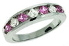 1.05CT DIAMOND & AAA PINK SAPPHIRE 14KT WHITE GOLD 3D PRINCESS ANNIVERSARY RING