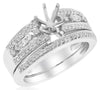.39CT DIAMOND 14KT WHITE GOLD 3D 6 PRONG SEMI MOUNT ENGAGEMENT WEDDING RING SET