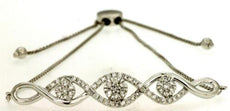 .50CT DIAMOND 14KT WHITE GOLD MULTI FLOWER INFINITY ADJUSTABLE TENNIS BRACELET