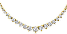5.66CT DIAMOND 14KT YELLOW GOLD 3D ROUND 3 PRONG GRADUATING TENNIS LOVE NECKLACE
