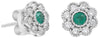 .54CT DIAMOND & AAA EMERALD 14K WHITE GOLD CLASSIC FILIGREE FLOWER STUD EARRINGS