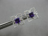 .75CT DIAMOND & AAA AMETHYST 14KT WHITE GOLD PRINCESS CUT & ROUND STUD EARRINGS
