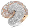 EXTRA LARGE 6.50CT DIAMOND 18K WHITE & ROSE GOLD 3D MULTI ROW LOVE KNOT FUN RING