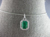 1.25CT DIAMOND & AAA EMERALD 14KT WHITE GOLD ROUND & SQUARE HALO OCTAGON PENDANT